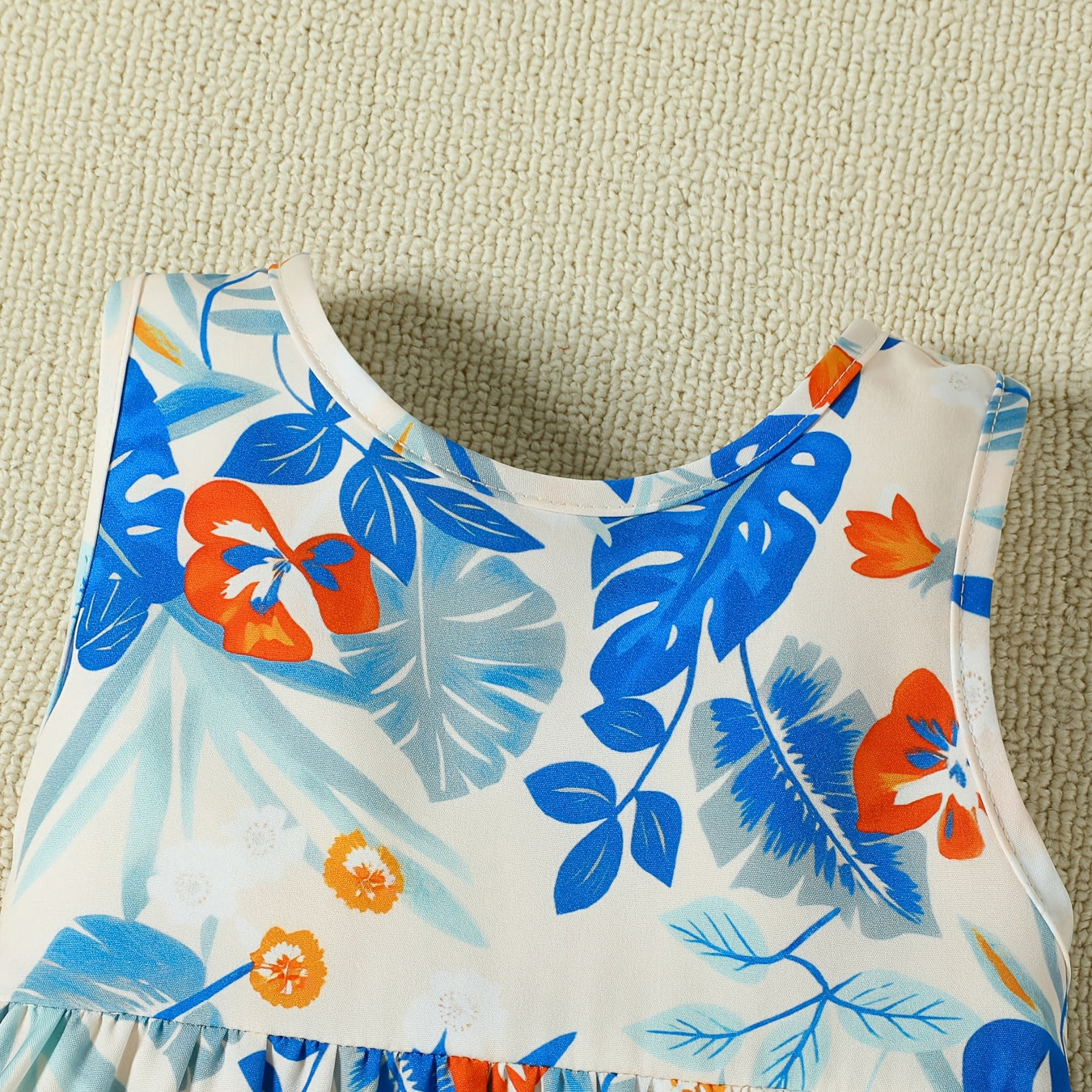 2PCS Cheerful Floral Printed Sleeveless Baby Set