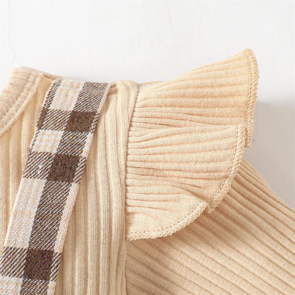 2PCS Adorable Plaid Print Long Sleeve Baby Romper