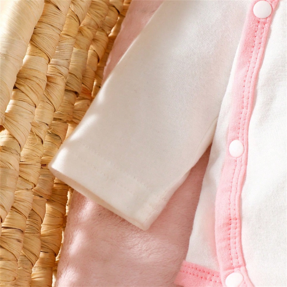 3PCS Lovely Bear Printed Ruffles Long Sleeve Baby Set