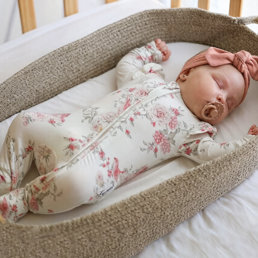 Gorgeous Floral Bird Printed Long Sleeve Baby Jumpsuit