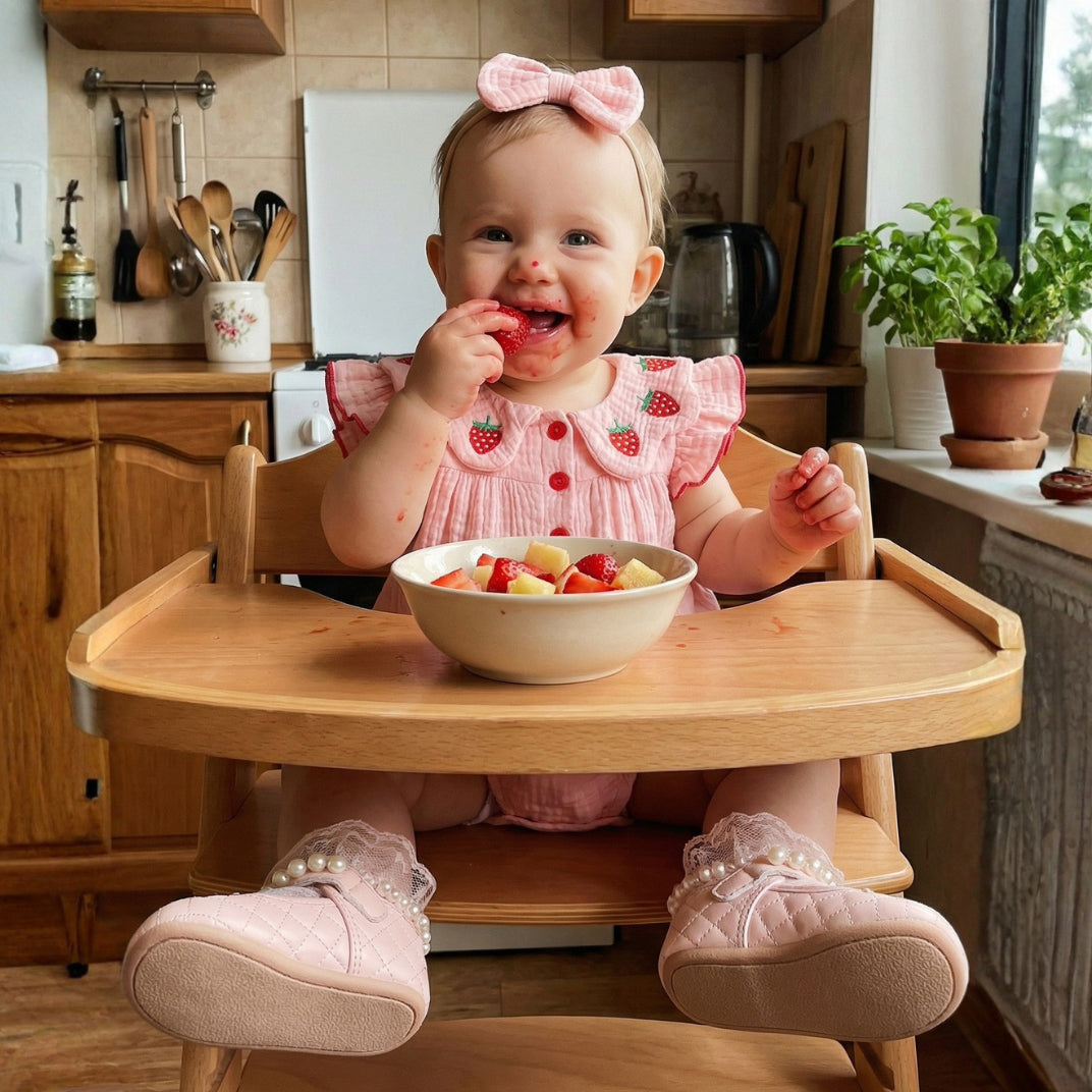 2PCS Lovely Strawberry Embroidery Flounce Sleeve Baby Romper