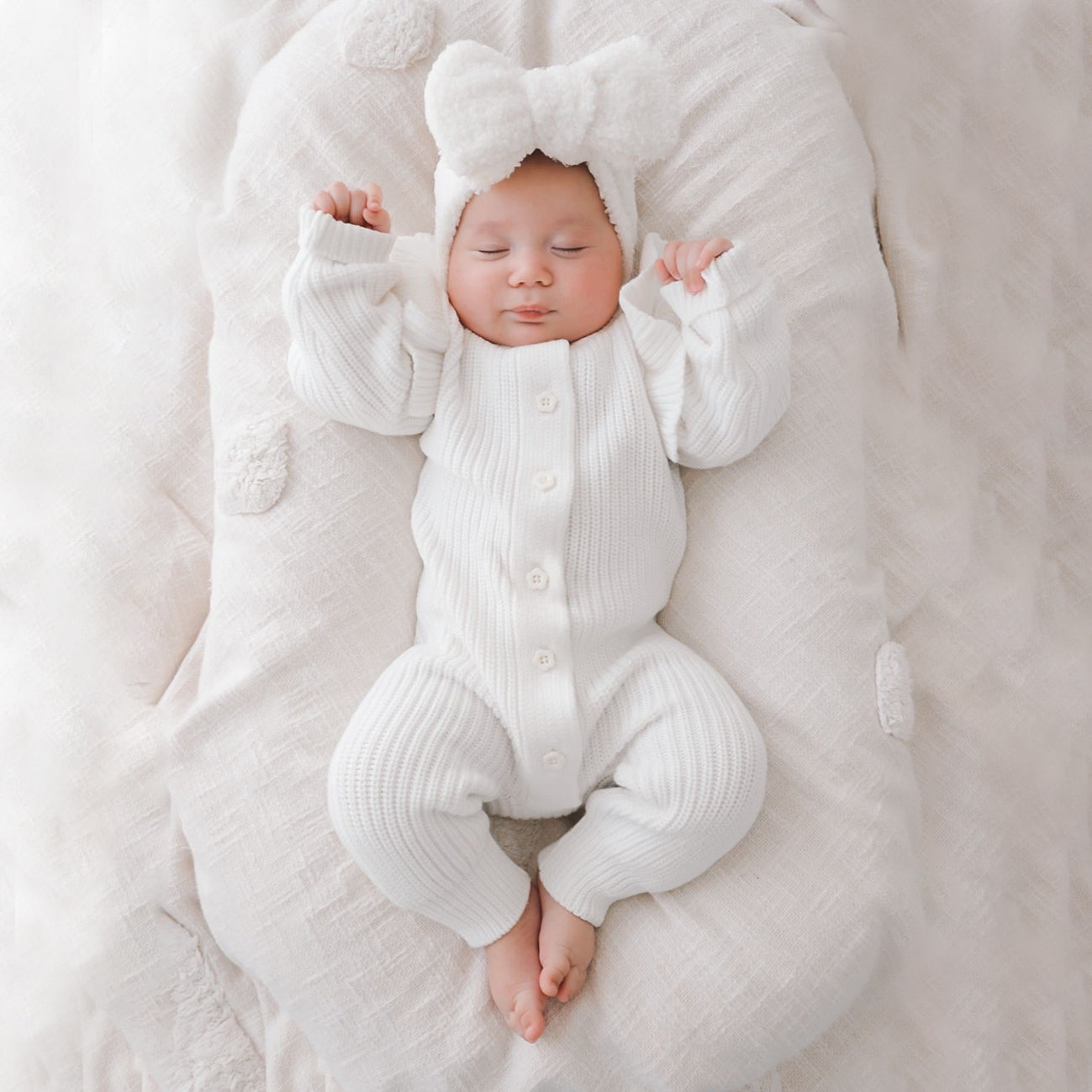 Stylish Solid Color Ribbed Knit Long Sleeve Baby Jumpsuit