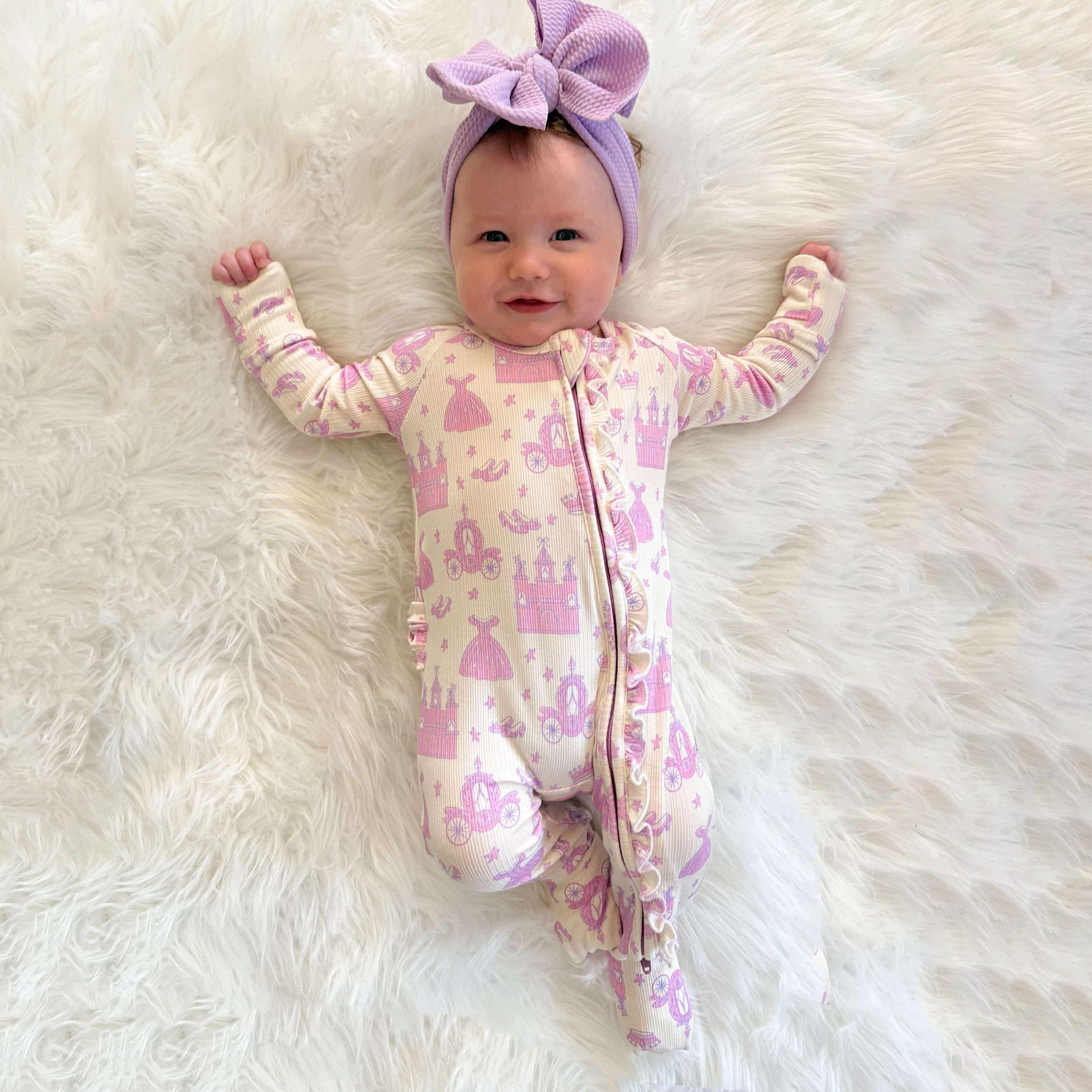 Dream Castle Printed Zipper Baby Jumpsuit