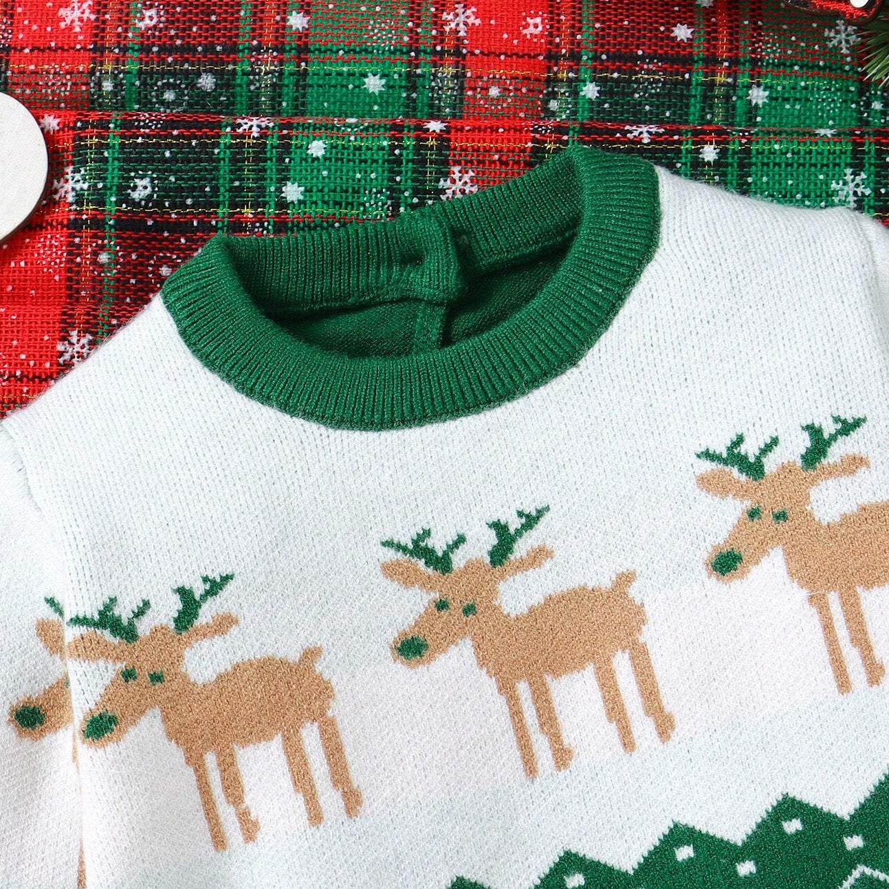 Lovely Deer Printed Knitted Long sleeve Baby Jumpsuit