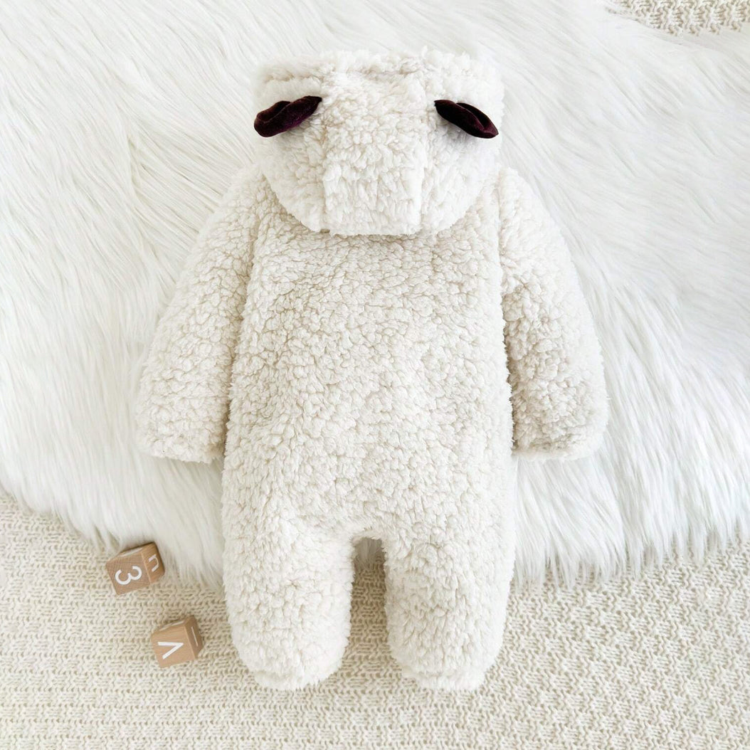 Cozy Bear Pattern Hooded Thicken Long Sleeve Baby Boy Jumpsuit