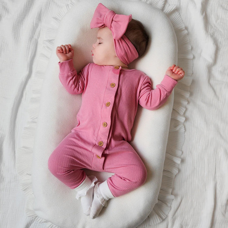 2PCS Cotton Solid Color Long Sleeve Baby Jumpsuit