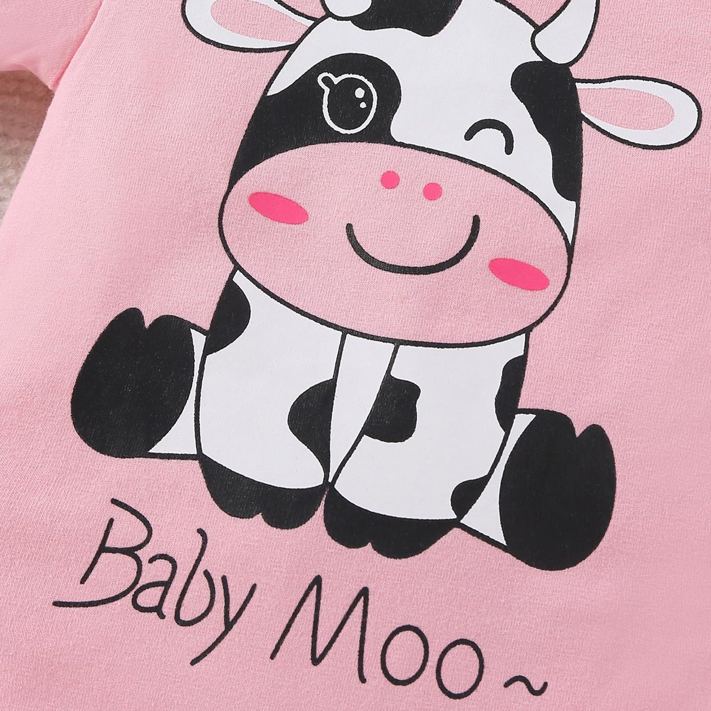 3PCS Cute Cow Printed Long Sleeve Baby Girl Set