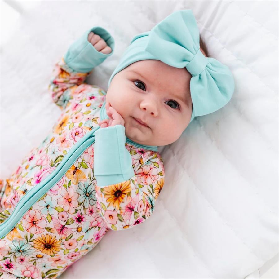 2PCS Comfy Allover Floral Print Zipper Baby Jumpsuit