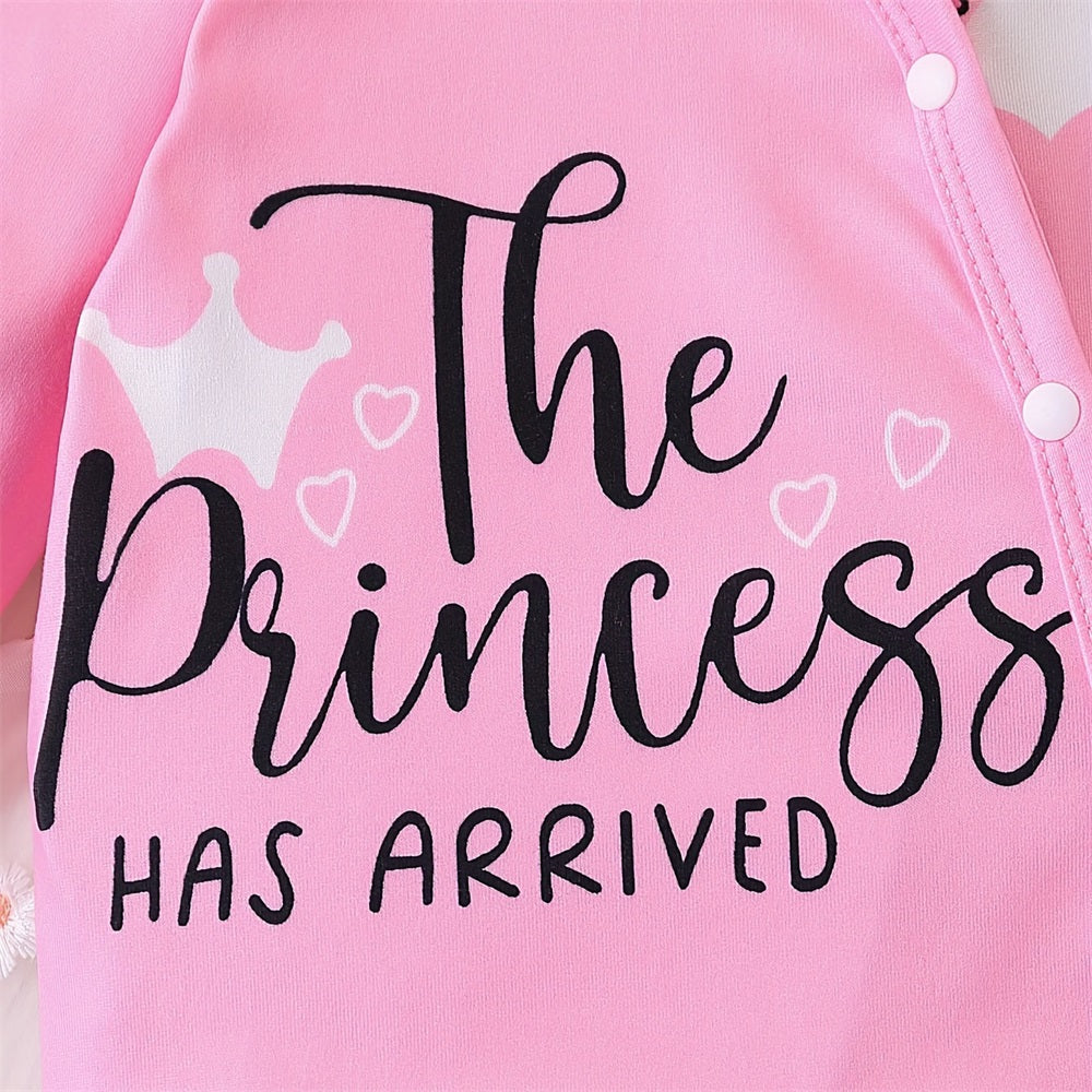 2PCS The Princess Letter Heart Printed Baby Jumpsuit