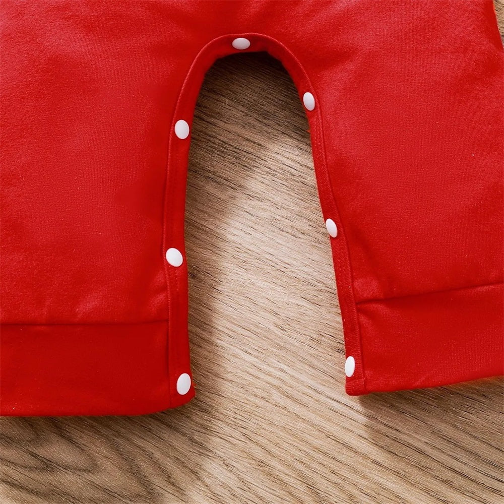 Merry Christmas Letter Print Long Sleeve Baby Hooded Jumpsuit