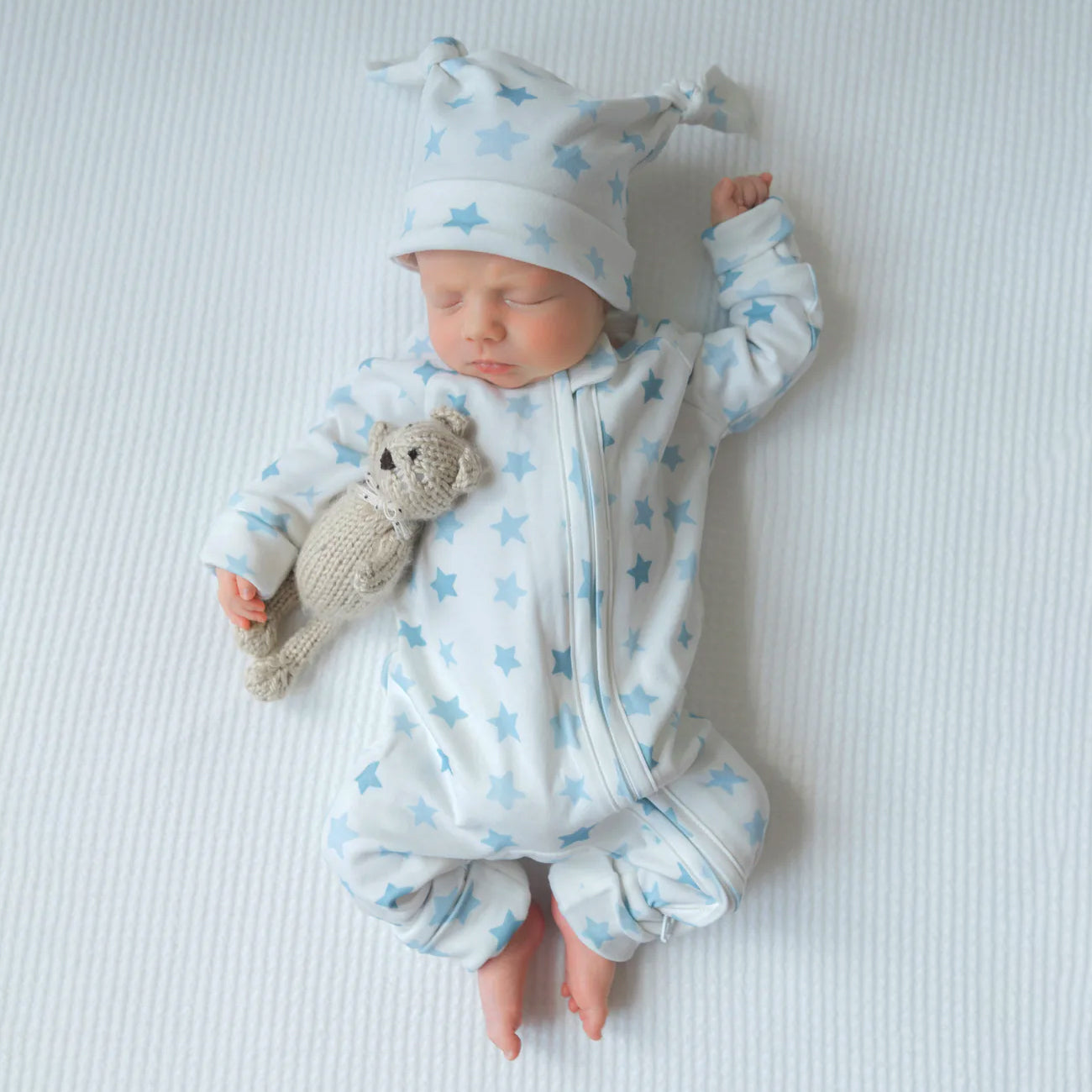 2PCS Cute All-Over Stars Print Long Sleeve Zipper Baby Jumpsuit