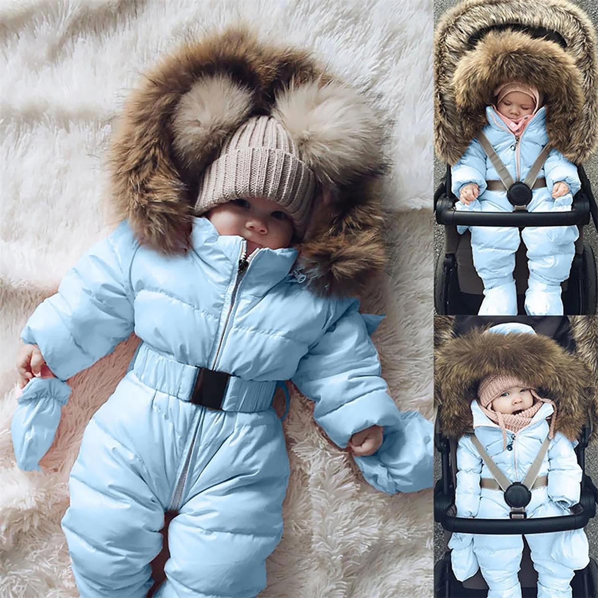 Snowsuit Hooded Long Sleeve Windproof Winter Baby Jumpsuit