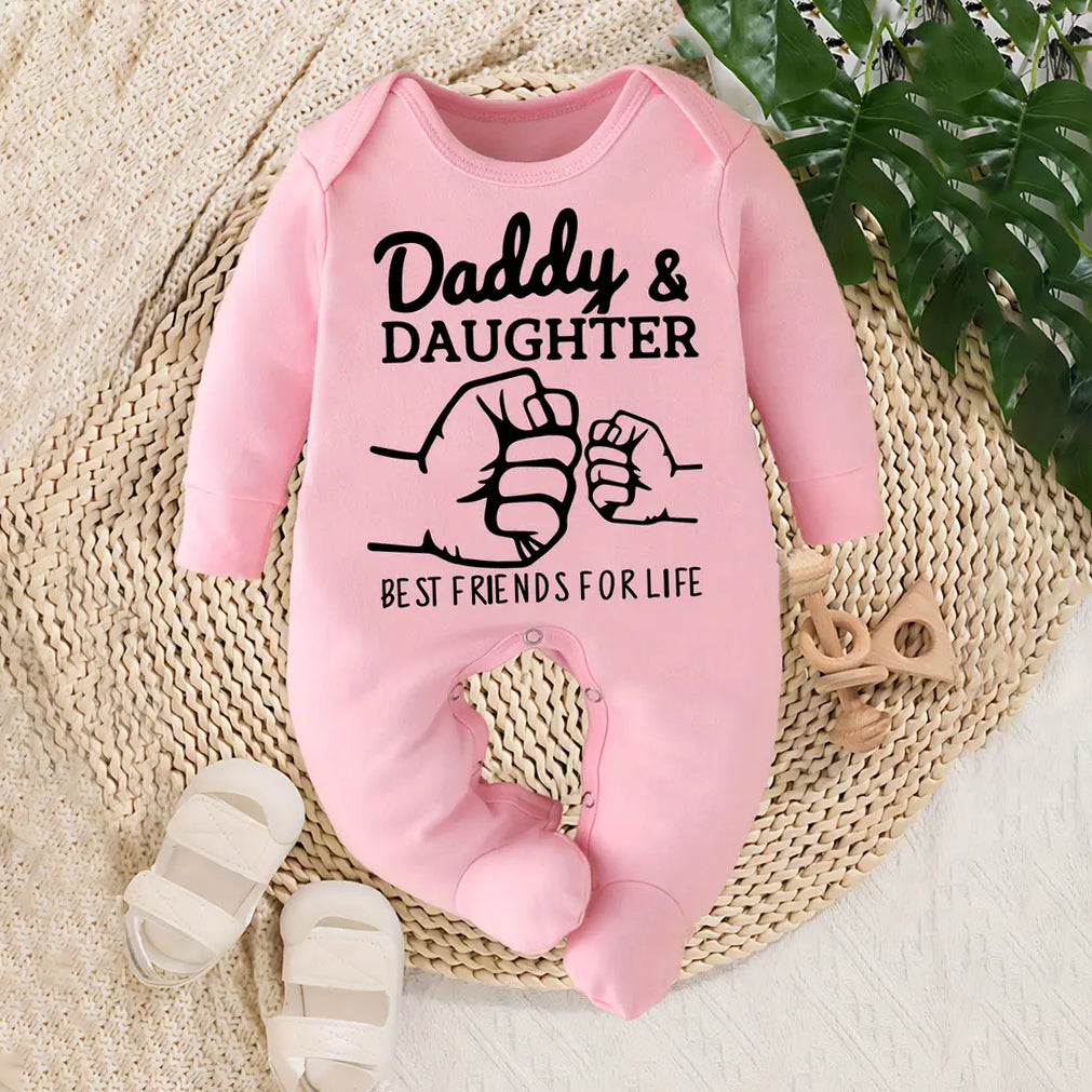 Daddy Daughter Best Friends For Life Letter Printed Baby Jumpsuit
