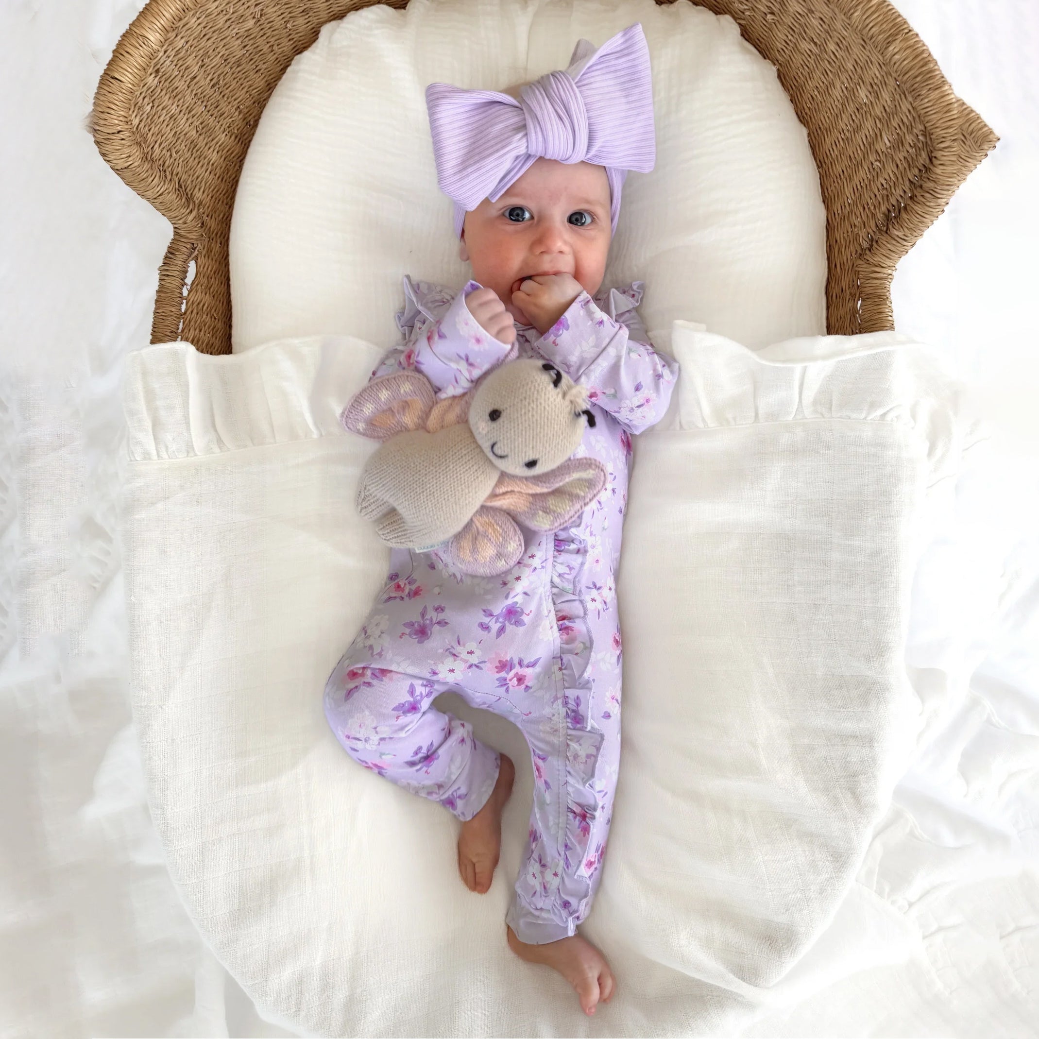 2PCS Charming Floral Printed Long Sleeve Zipper Baby Jumpsuit