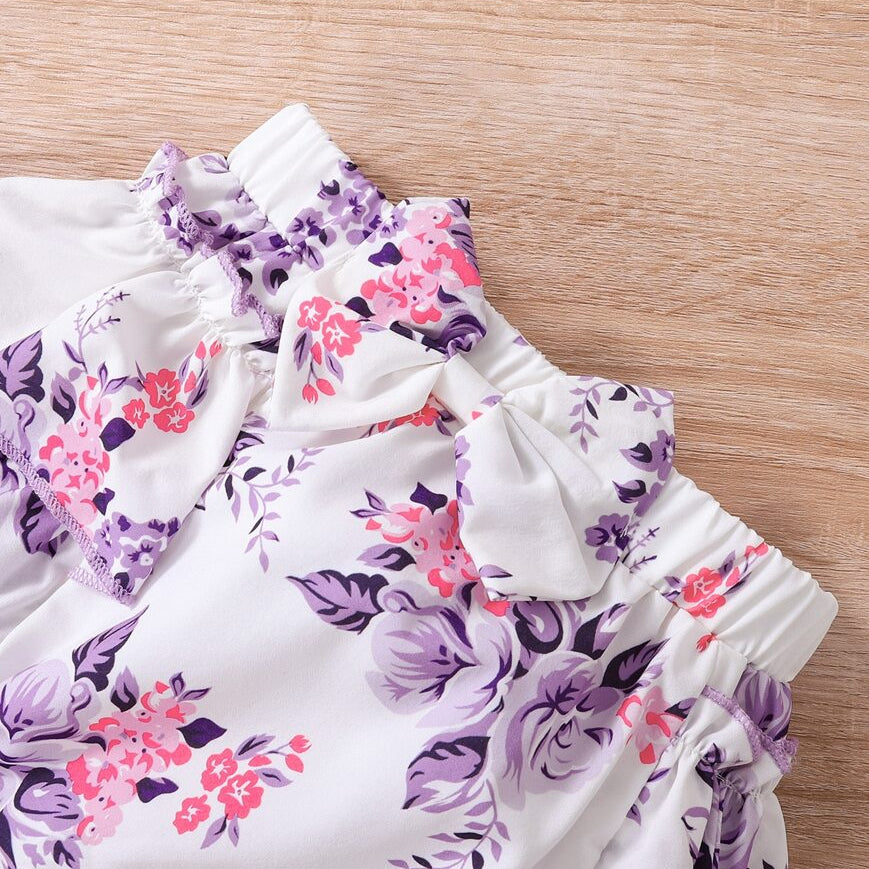 2PCS Mommy's Little Princess Letter Floral Print Baby Romper