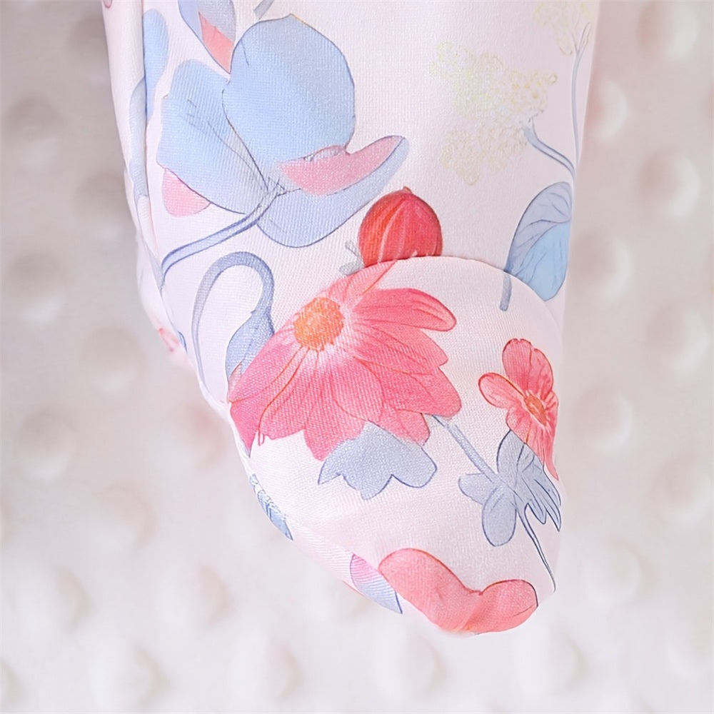 Graceful Floral Printed Long Sleeve Baby Jumpsuit