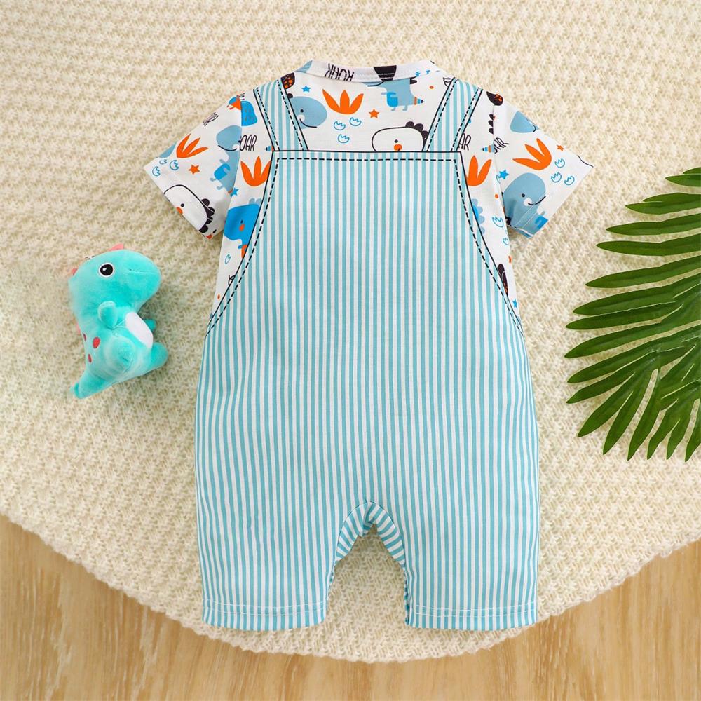 Cute Dinosaur Print Short Sleeve Baby Jumpsuit