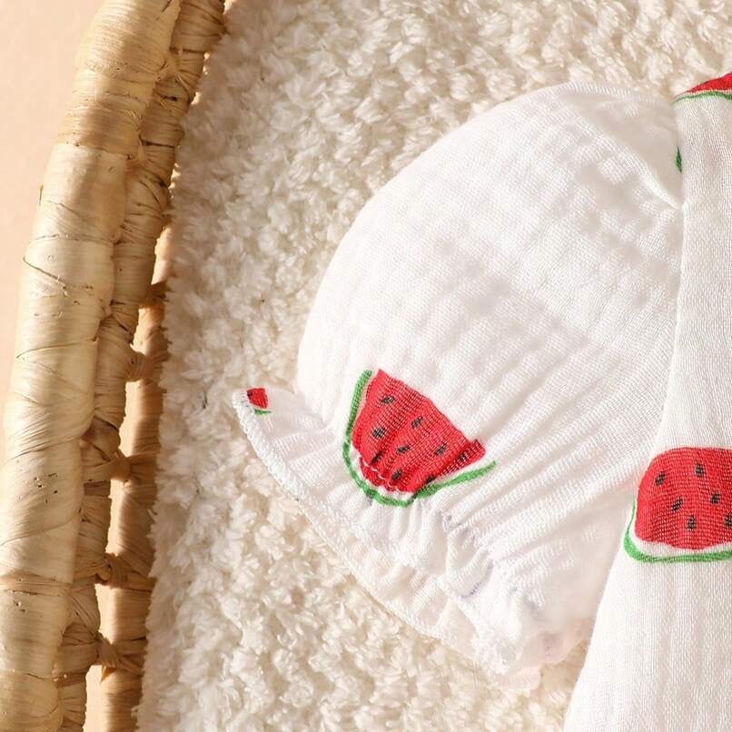2PCS Cute Watermelon Print Short Sleeve Baby Jumpsuit