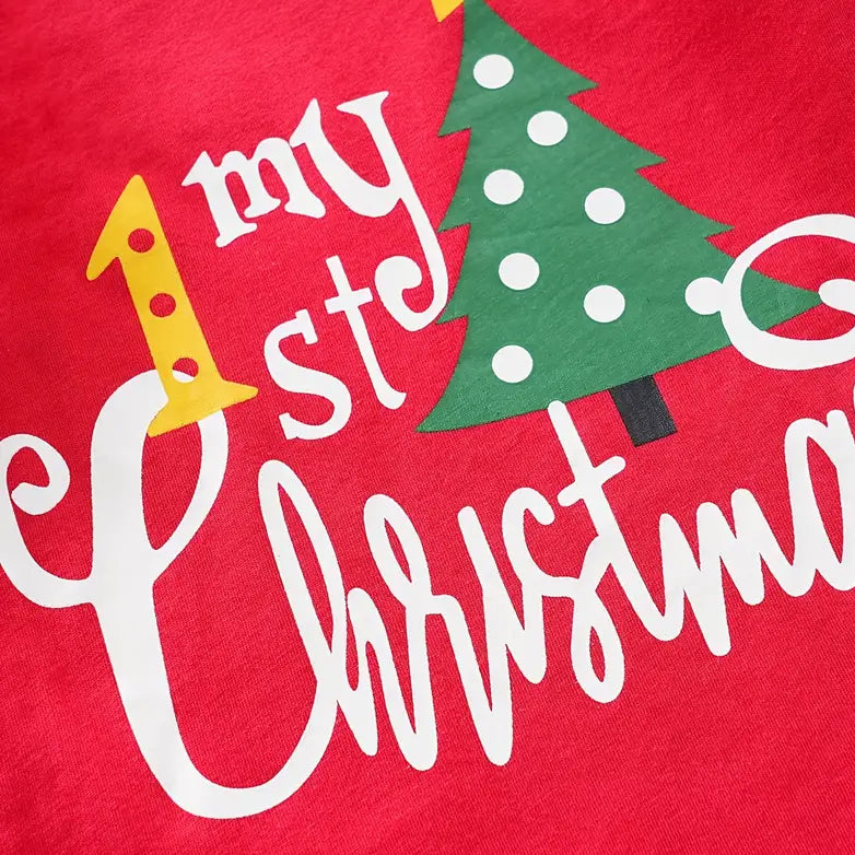 2PCS My 1st Christmas Letter and Santa Printed Long Sleeve Baby Set