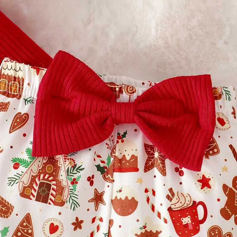3PCS Sweet My 1st Christmas Letter Gingerbread Man Print Baby Set
