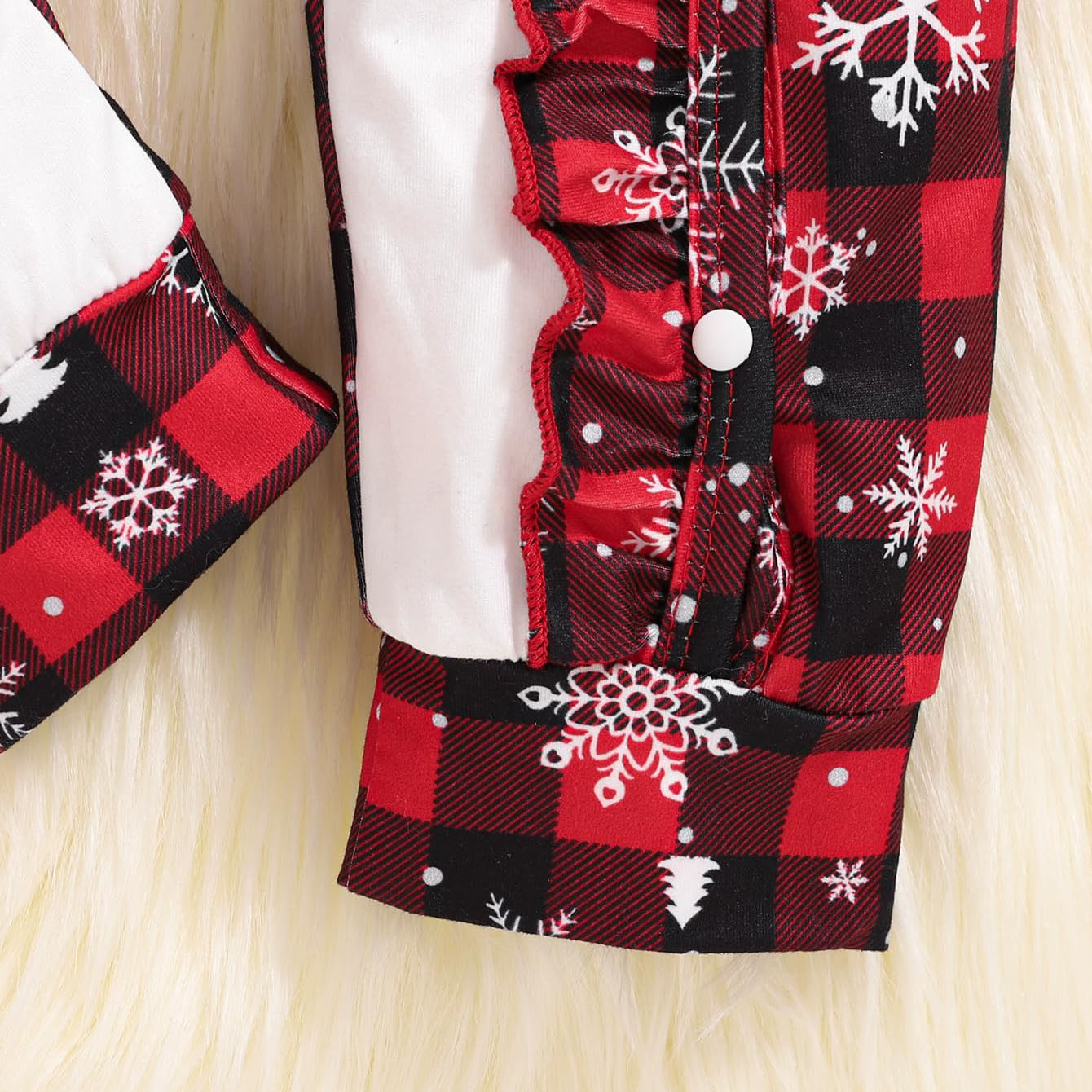 3PCS Merry Christmas Snowflake Lattice Printed Baby Jumpsuit