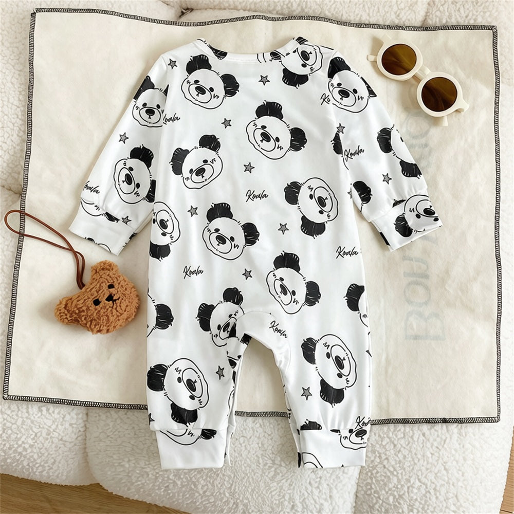 Lovely Koala Print Long Sleeve Baby Jumpsuit