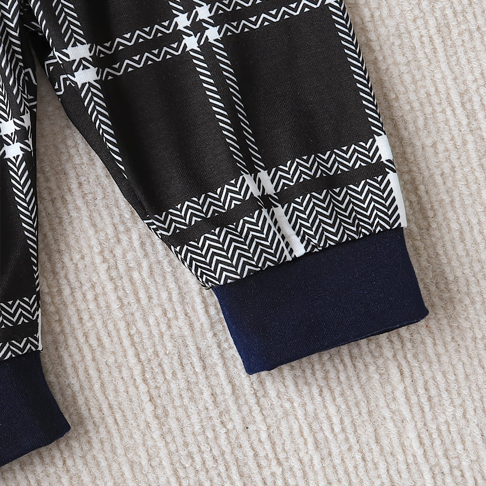 3PCS Dapper Plaid Printed Long Sleeve Baby Boy Set