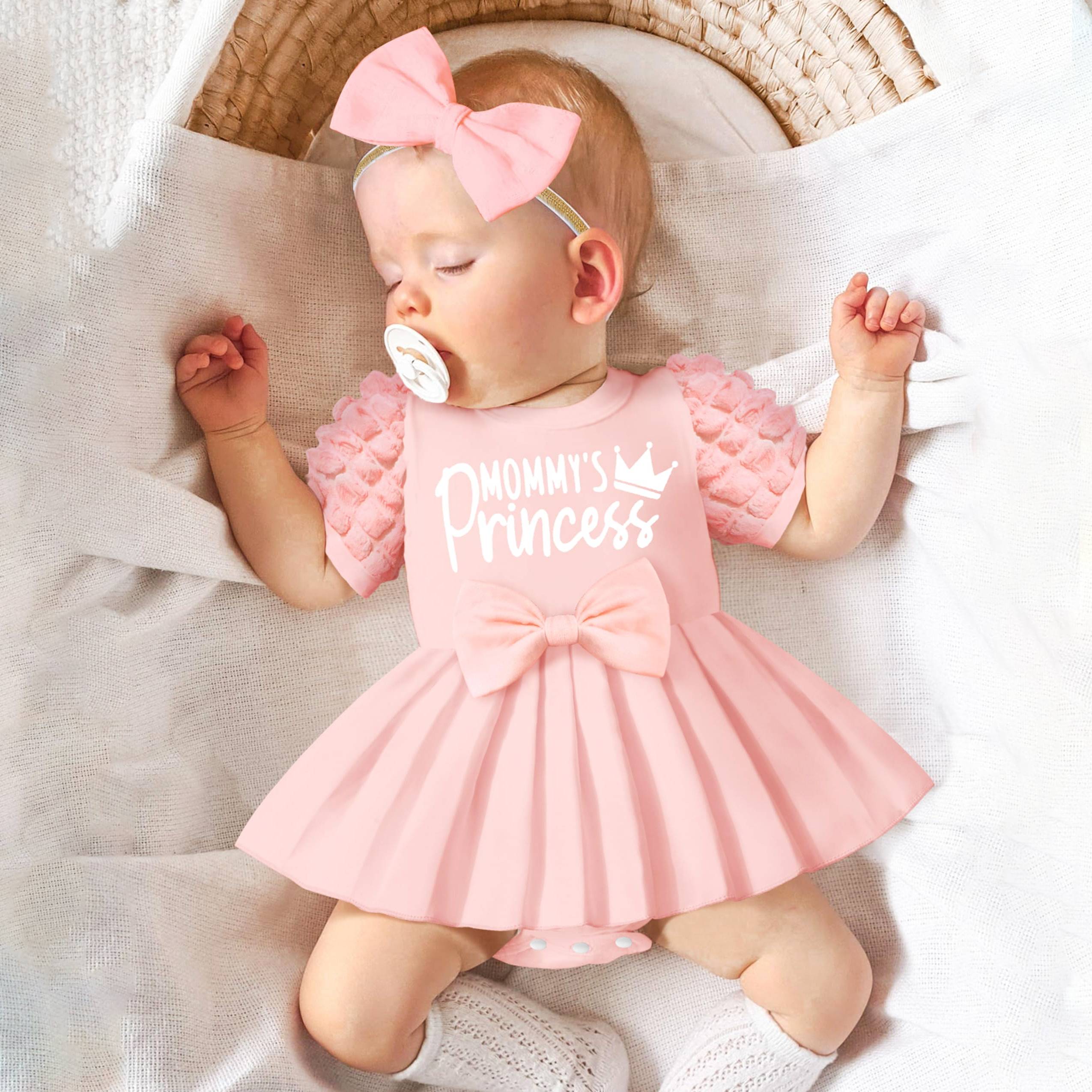 2PCS Mommy's Princess Puff Sleeve Baby Girl Romper