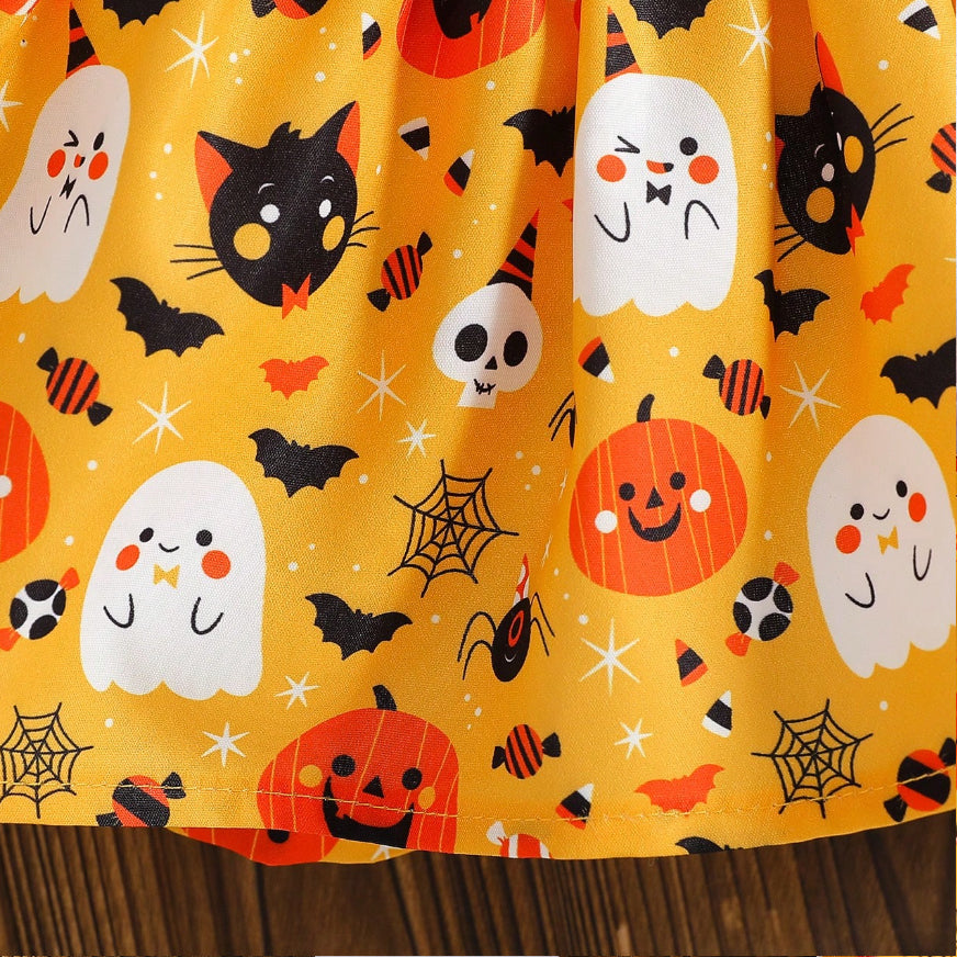 4PCS My 1st Halloween Letter Pumpkin Printed Baby Skirt Set