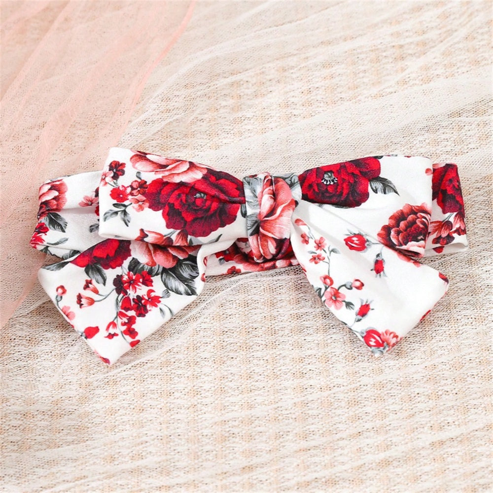 2PCS Allover Floral Print Long Sleeve Baby Jumpsuit