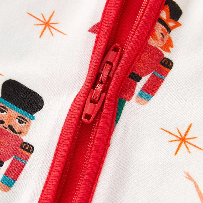 Christmas Nutcracker Printed Zipper Bamboo Viscose Baby Jumpsuit