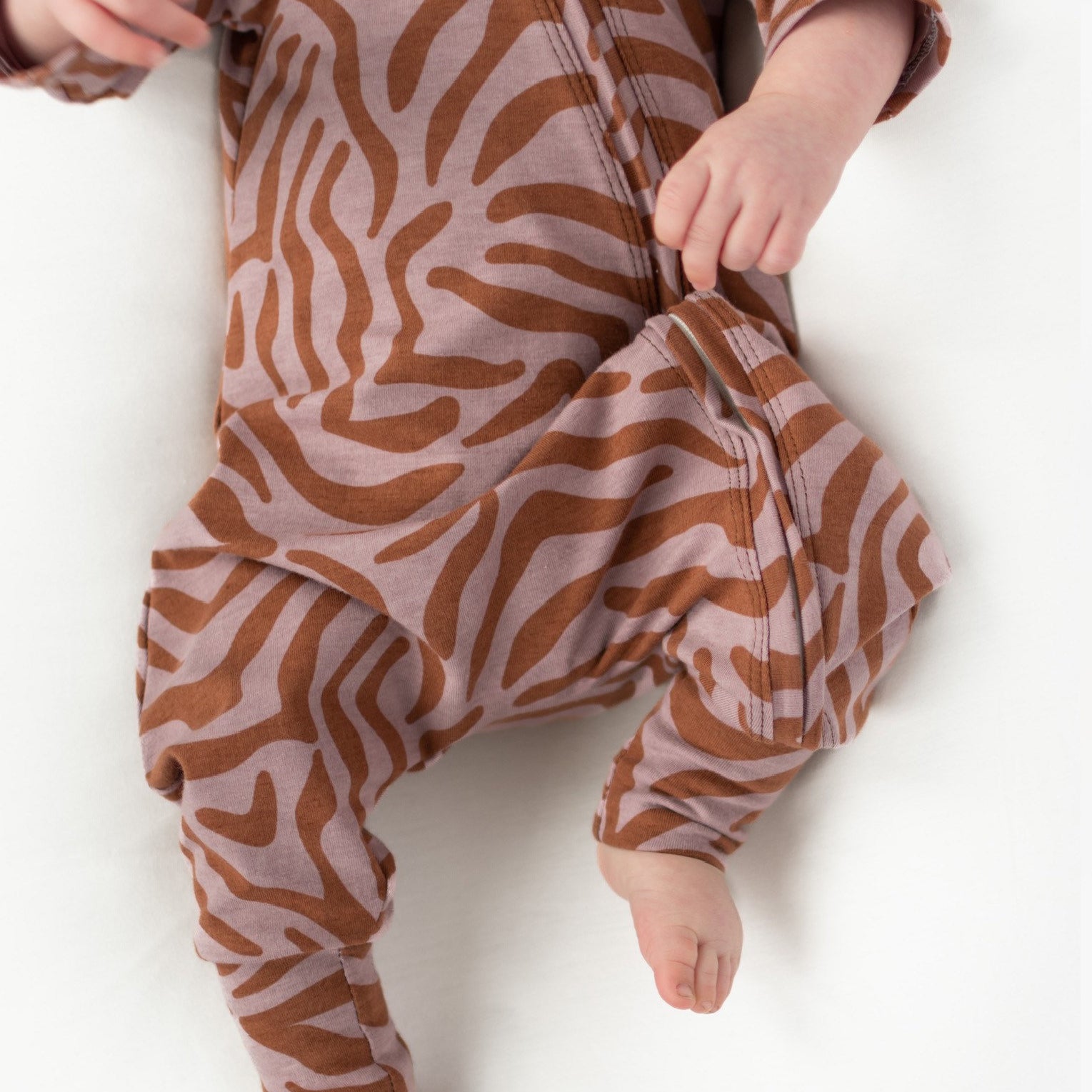 Stylish Stripe Printed Long Sleeve Zipper Baby Jumpsuit