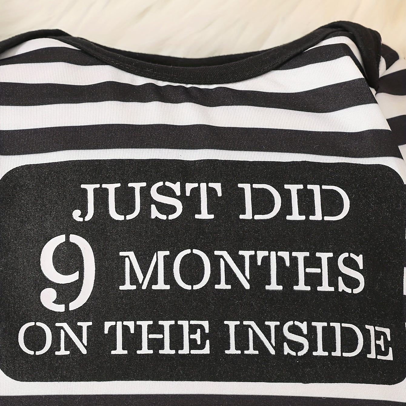 3PCS Just Did 9 Months Stripe Printed Long Sleeve Baby Set