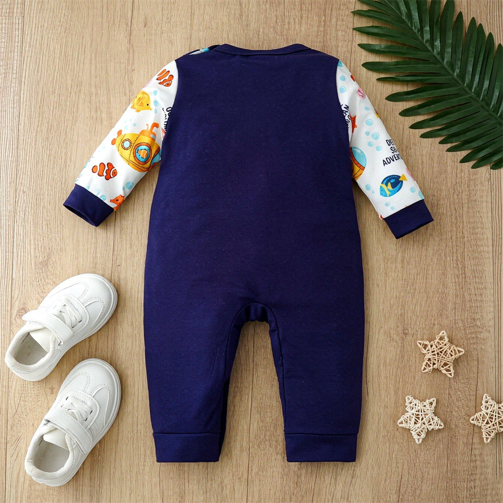 Cute Elephant Embroidery Long Sleeve Baby Jumpsuit