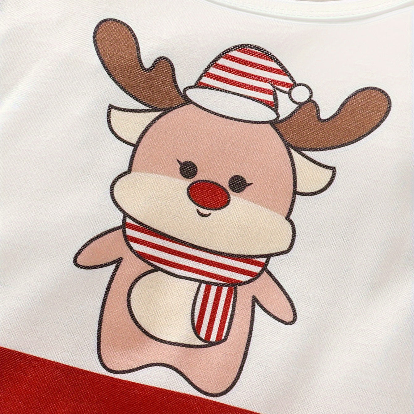 2PCS Lovely Christmas Elk Stripe Printed Long sleeve Baby Jumpsuit