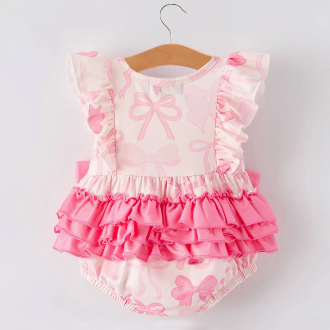 Quirky Bow Printed Sleeveless Baby Romper