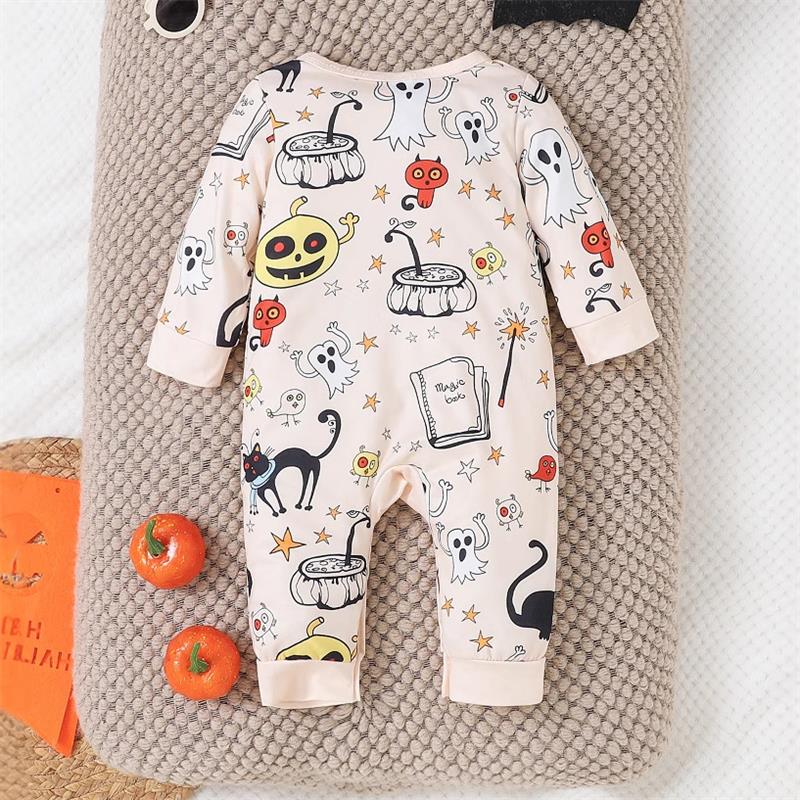 Funny Ghost Halloween Theme Print Baby Jumpsuit