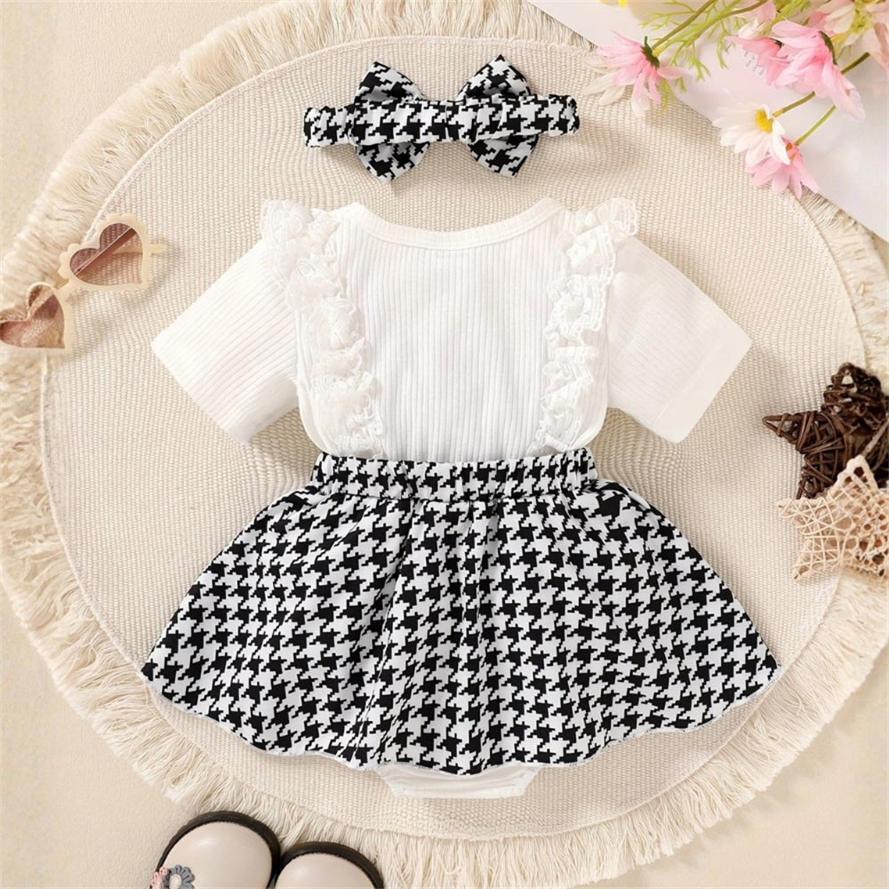 2PCS Butterfly Letter Printed Short Sleeve Baby Romper