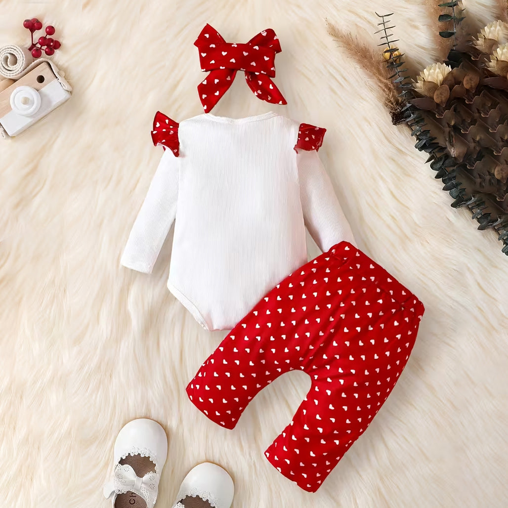 3PCS Grace Elephant Heart Print Baby Set