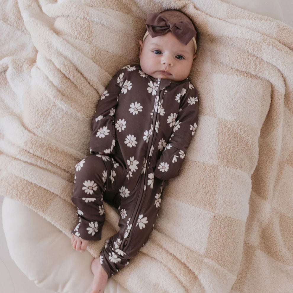 2PCS Trendy Floral Printed Long Sleeve Zipper Baby Jumpsuit