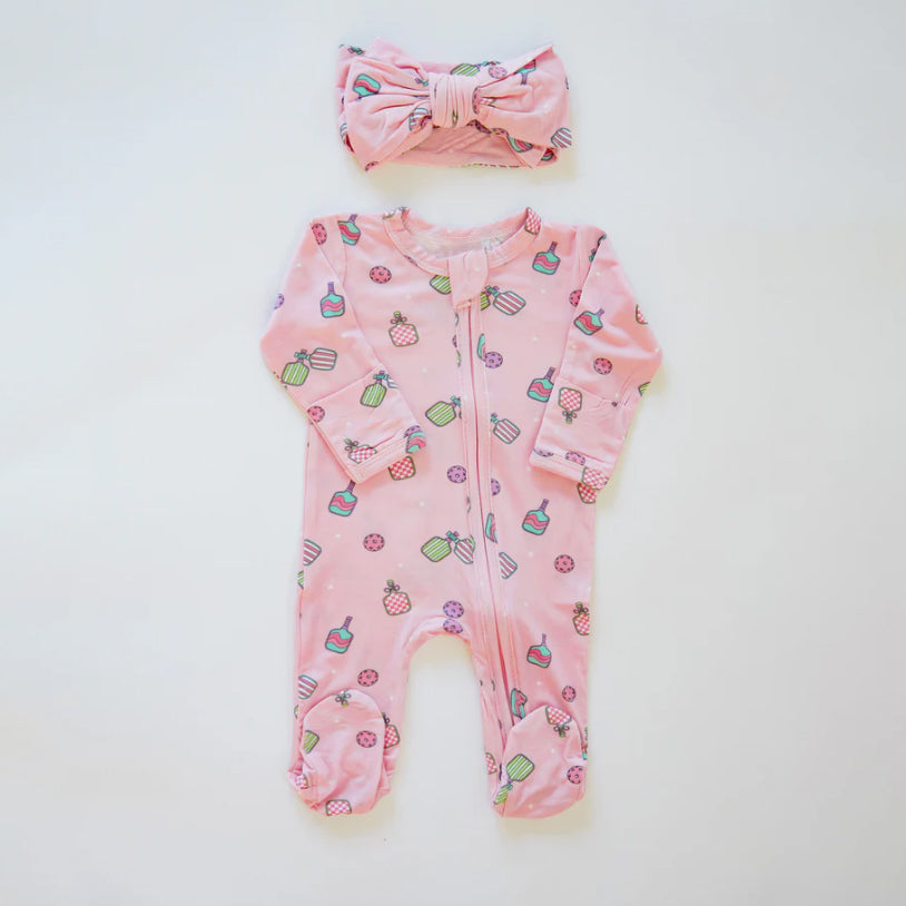 2PCS Fun Paddle Print Long Sleeve Baby Jumpsuit