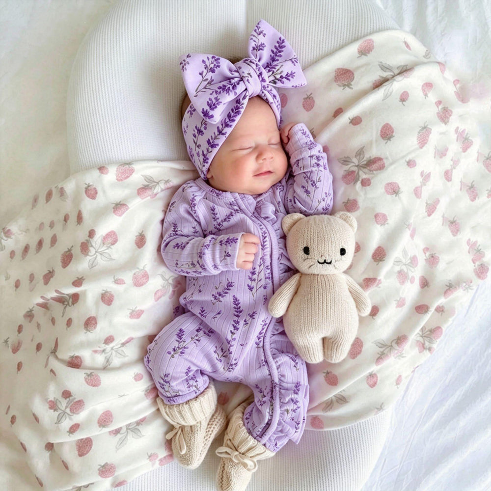 2PCS Pretty Floral Print Zipper Long Sleeve Baby Girl Jumpsuit
