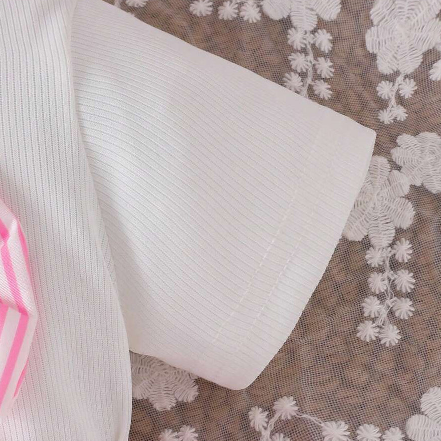 2PCS Gorgeous Stripe Bow Print Short Sleeve Baby Romper
