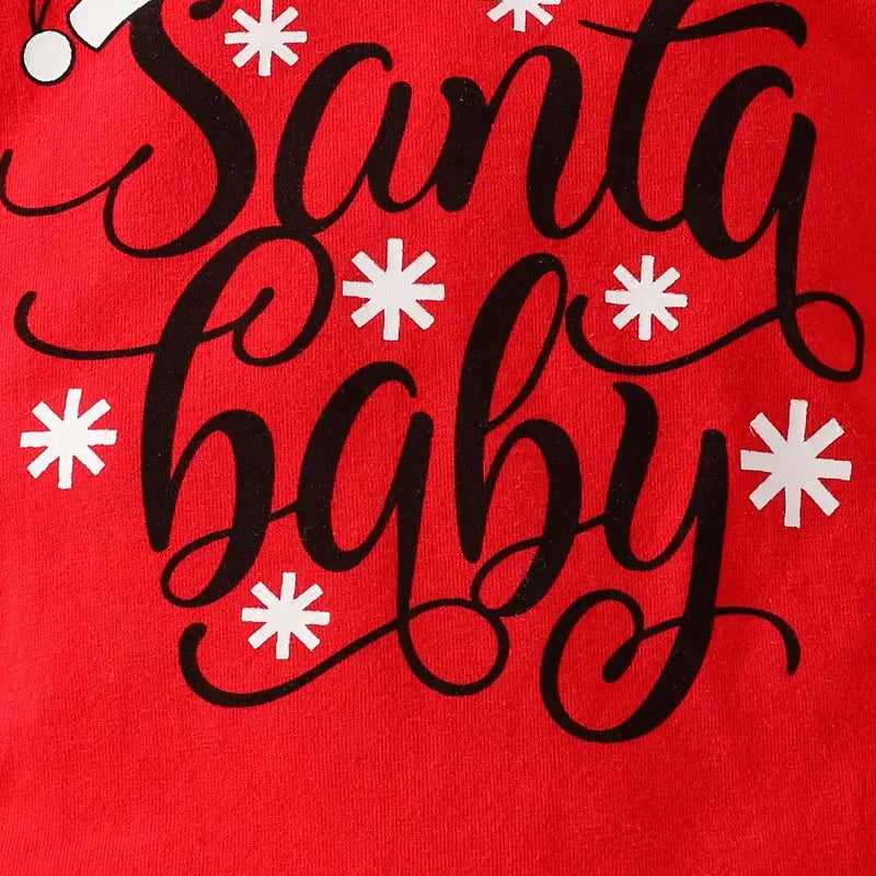 3PCS Santa Baby Letter Elk Printed Long Sleeve Baby Set