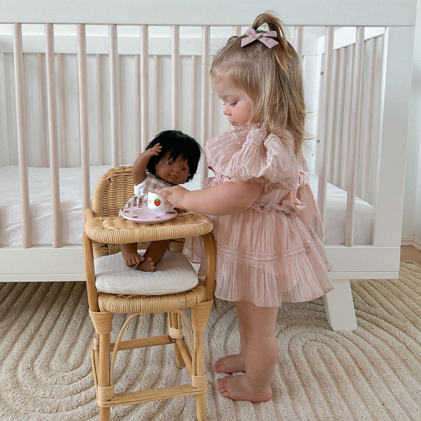 Grace Solid Color Mesh Puff Sleeve Baby Romper