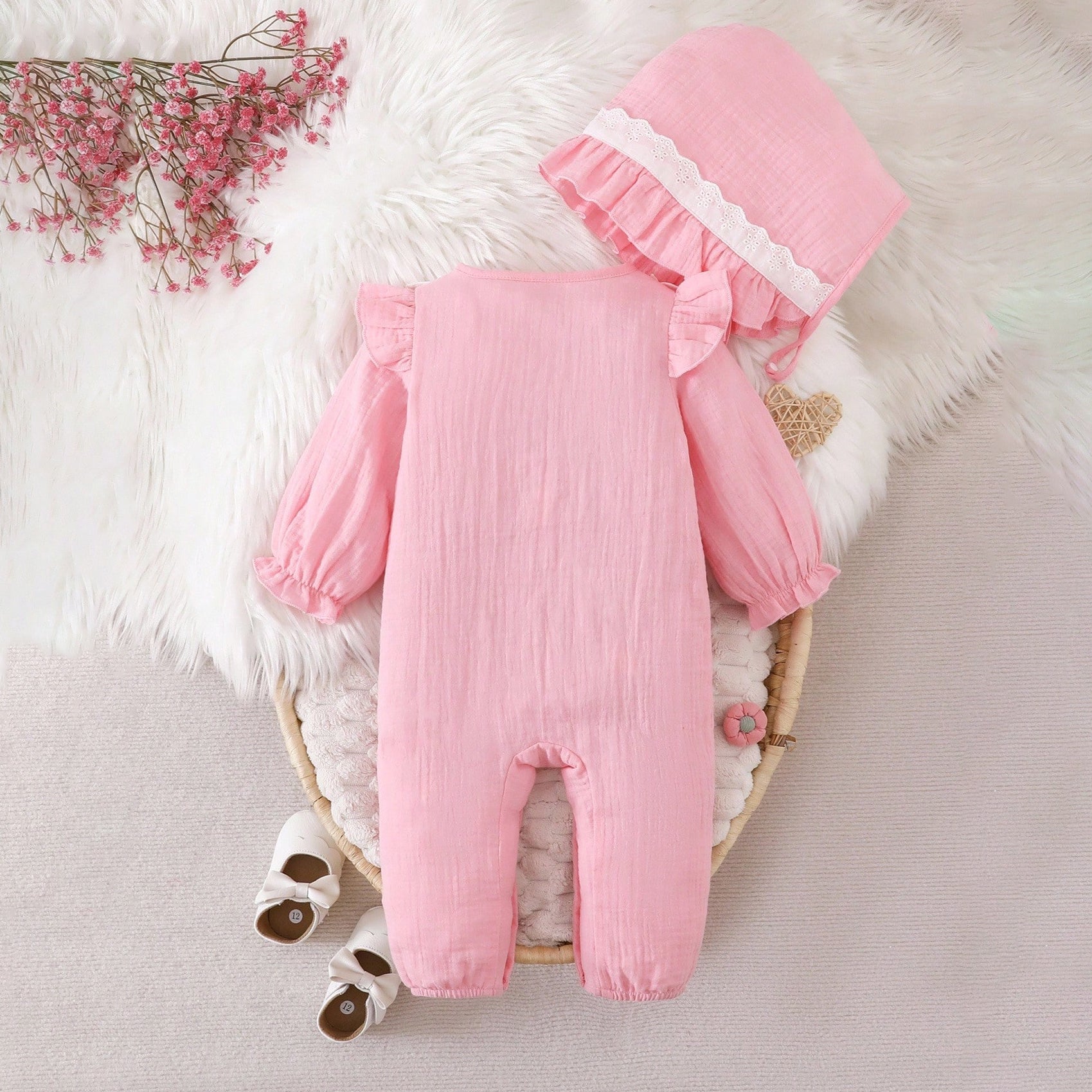 2PCS Lively Solid Color Baby Jumpsuit