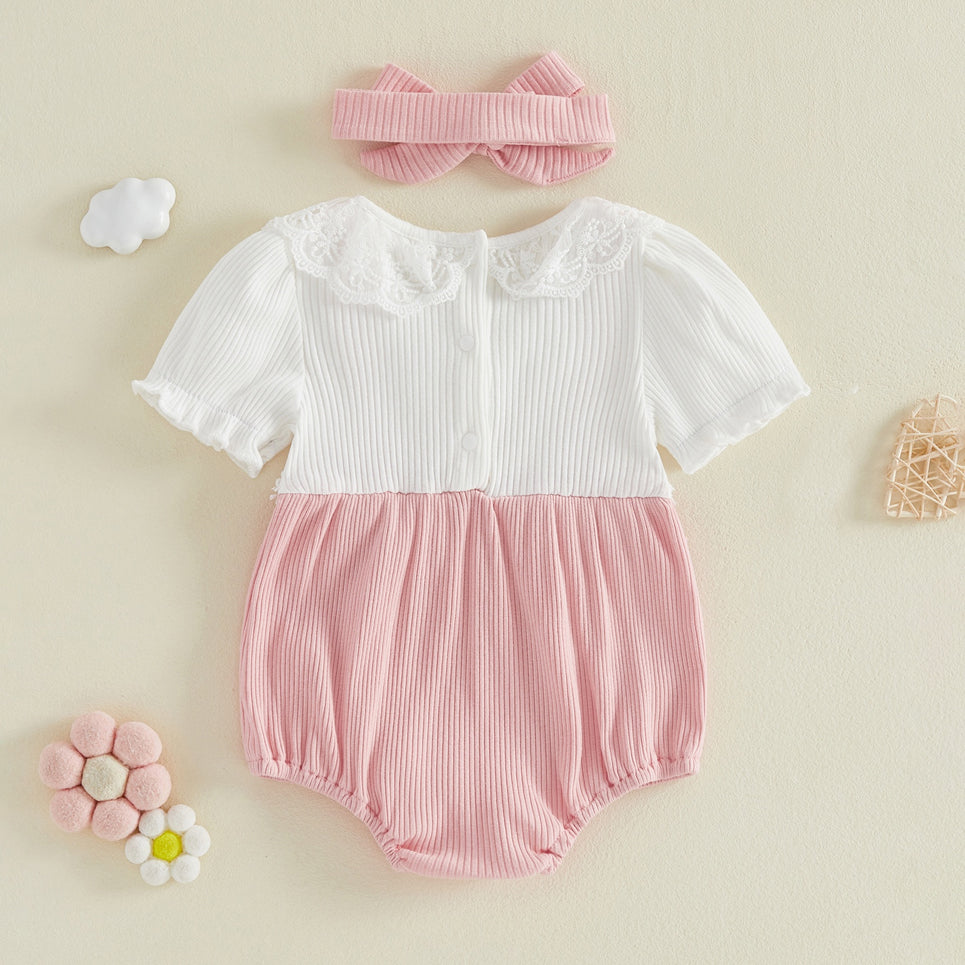 2PCS Gorgeous Contrast Color Baby Romper