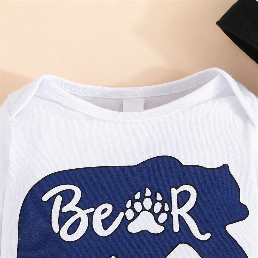 3PCS Cute Bear Print Long Sleeve Baby Set