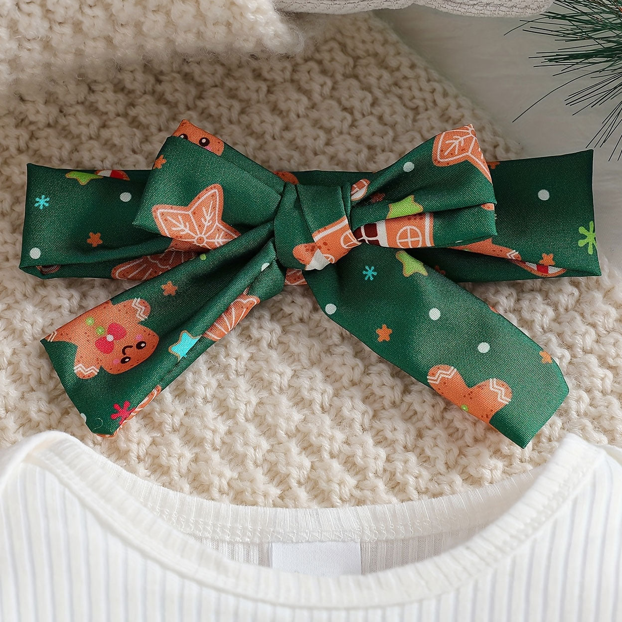 4PCS My 1st Christmas Letter Gingerbread Printed Baby Set