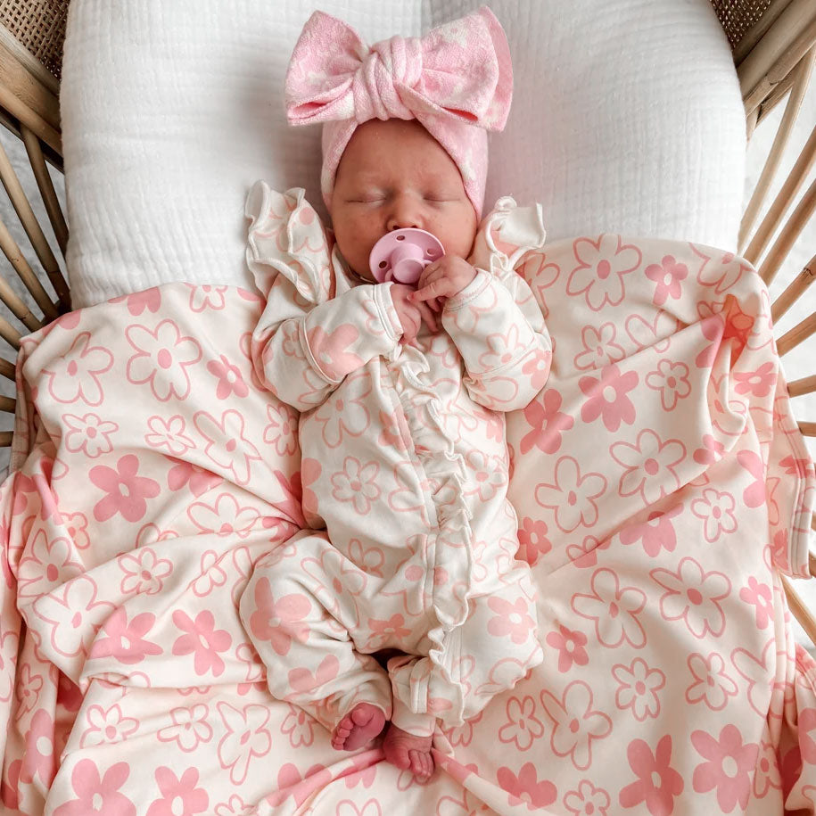 Bubbly Floral Printed Ruffle Zipper Long Sleeve Baby Jumpsuit